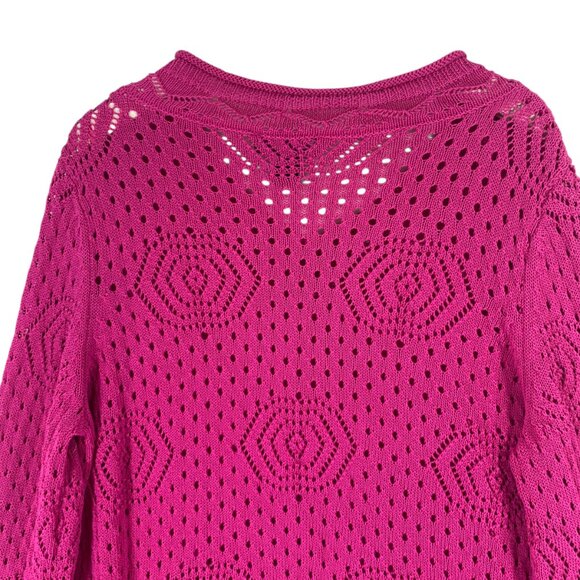 Allison Sheri soft knit sweater top v-neck col Fuschia size xxl - Picture 7 of 12